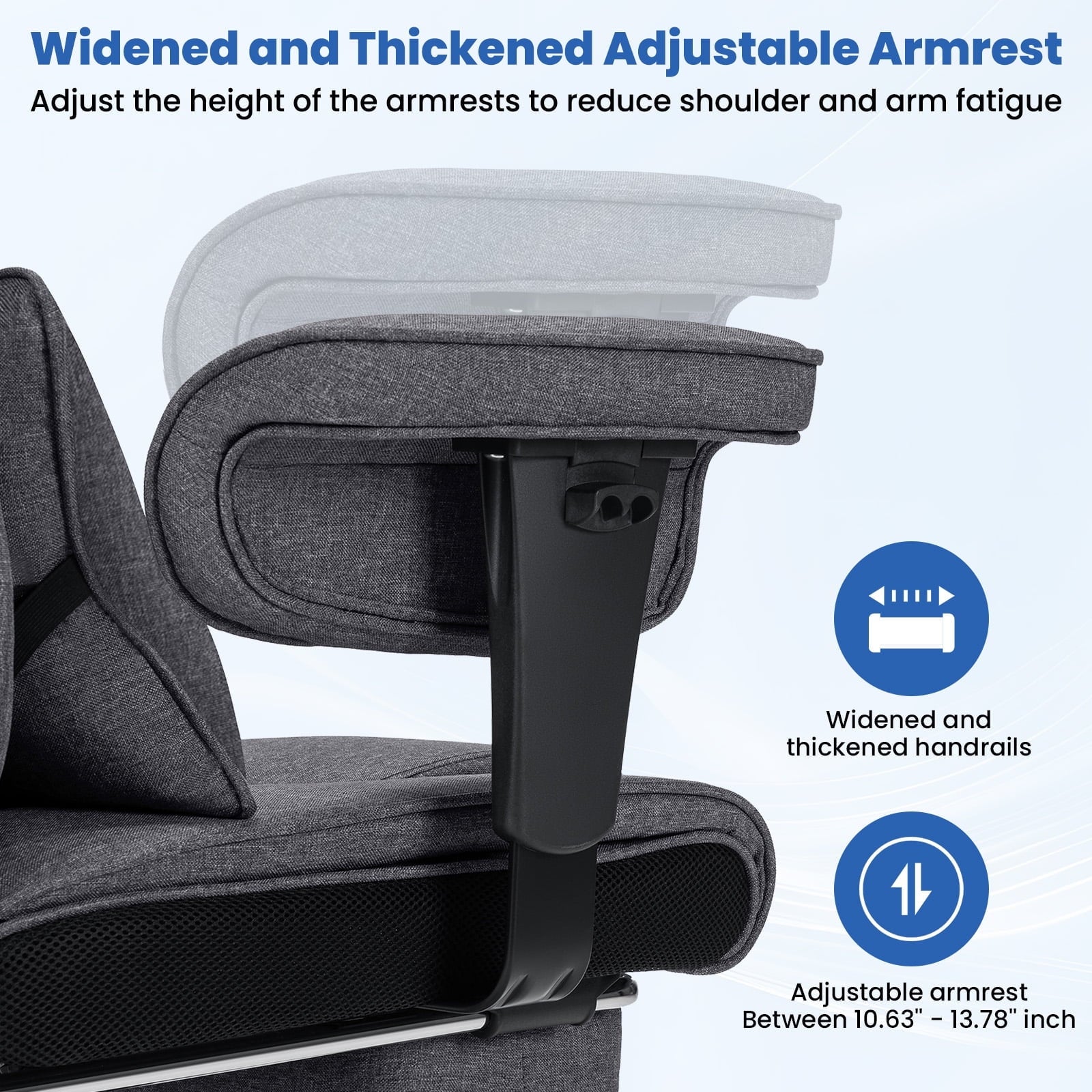 Hoffree Big and Tall Fabric Office Chair 450lbs, Executive Desk Chair with Massage Ergonomic  Computer Chair with Footrest Reclining Desk Office Chair with Lumbar Support for Home Office