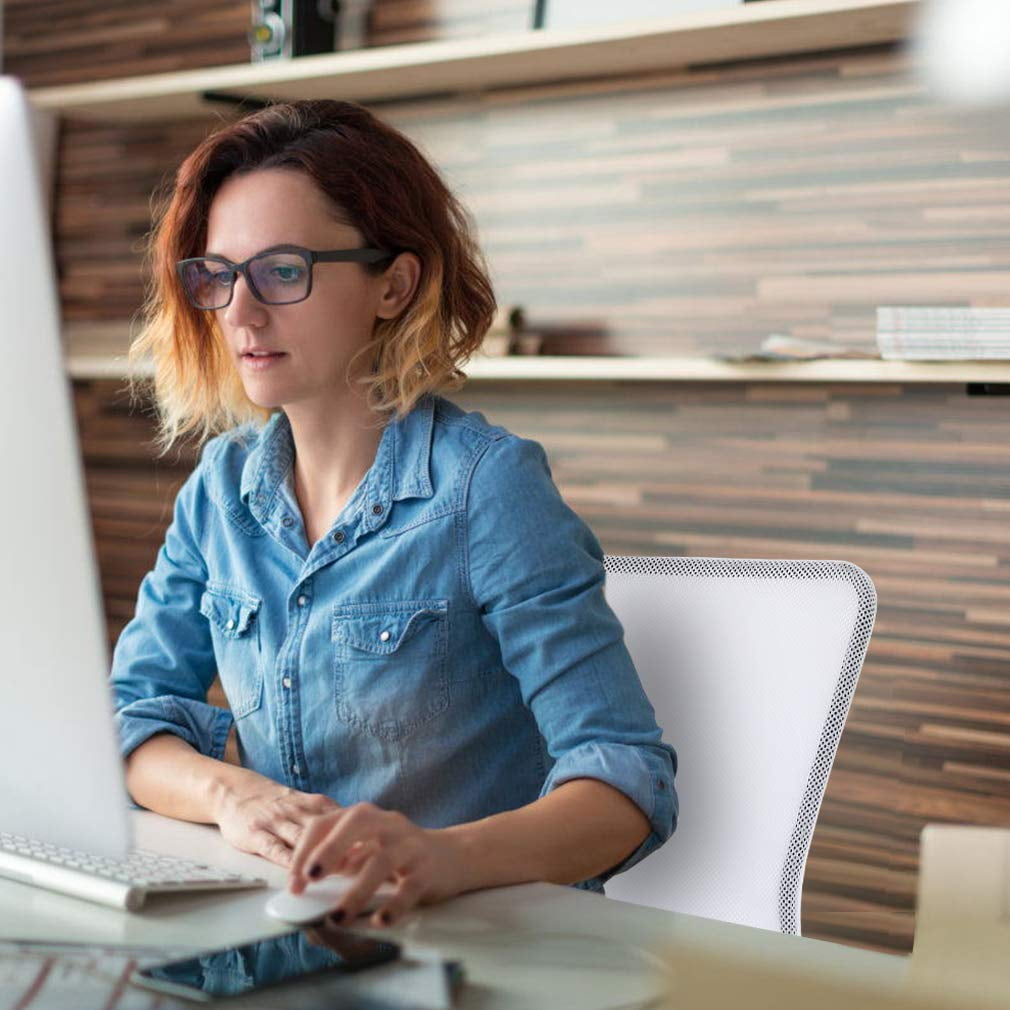 YRLLENSDAN Indoor Mid Back 360 Degree Swivel and Lumber Support Computer Desk Chair, White