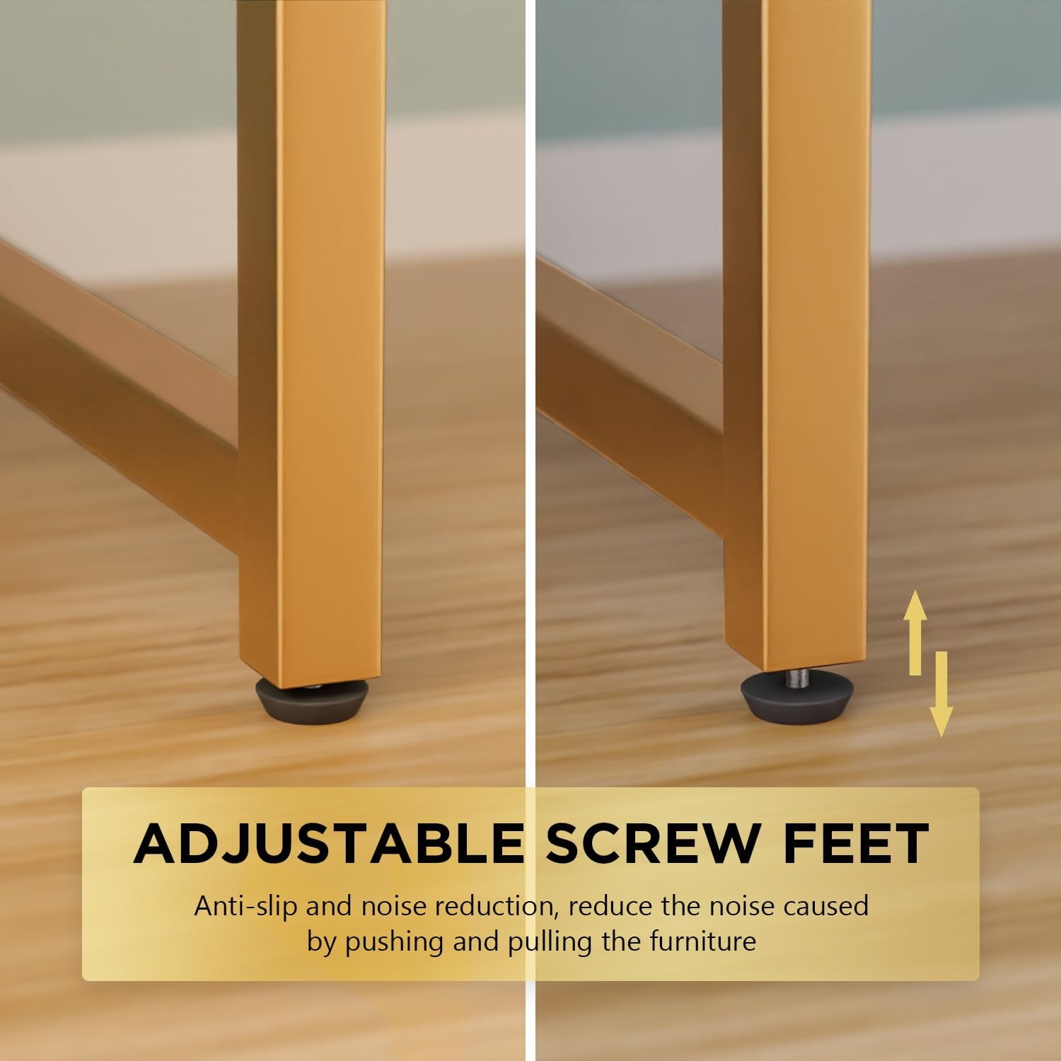 Computer Desk, 40'' Study Writing Table for Small Space, Save Space Office Desk with Metal Legs, Modern Steel Frame Wood PC Workstation for Home Office, Gold