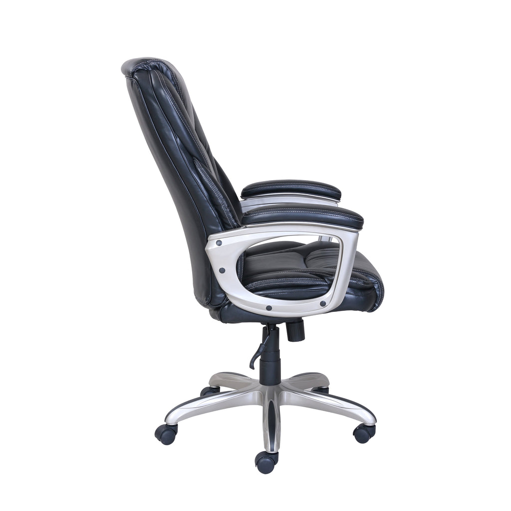 Serta Heavy-Duty Bonded Leather Commercial Office Chair with Memory Foam, 350 lb capacity, Black