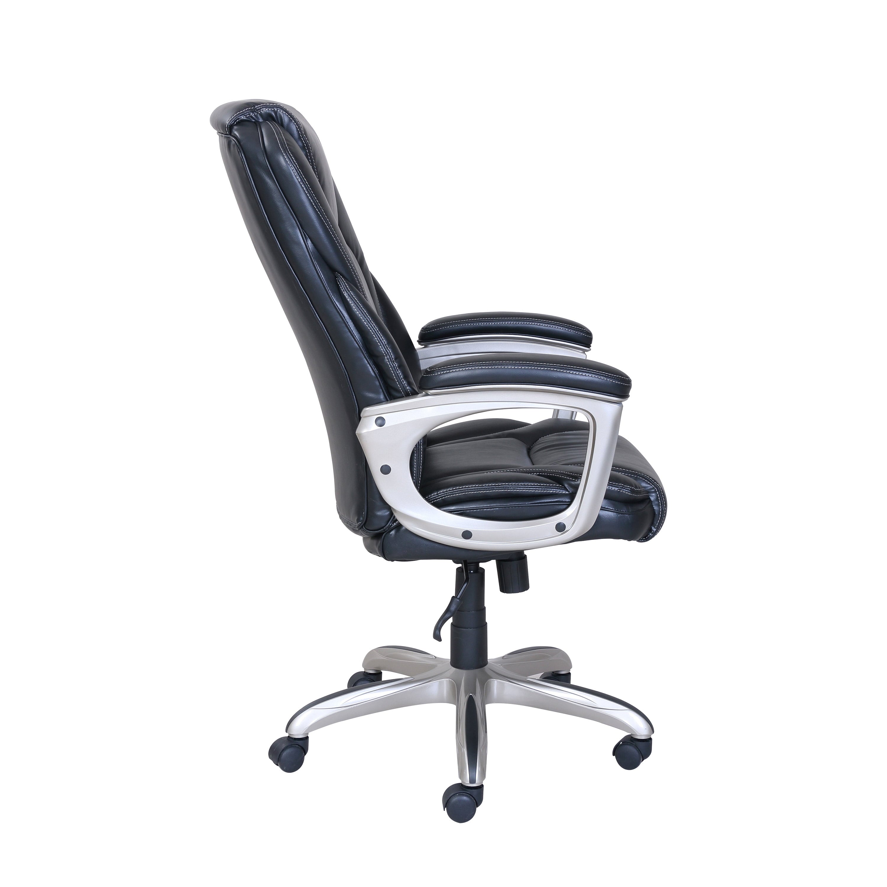 Serta Heavy-Duty Bonded Leather Commercial Office Chair with Memory Foam, 350 lb capacity, Black