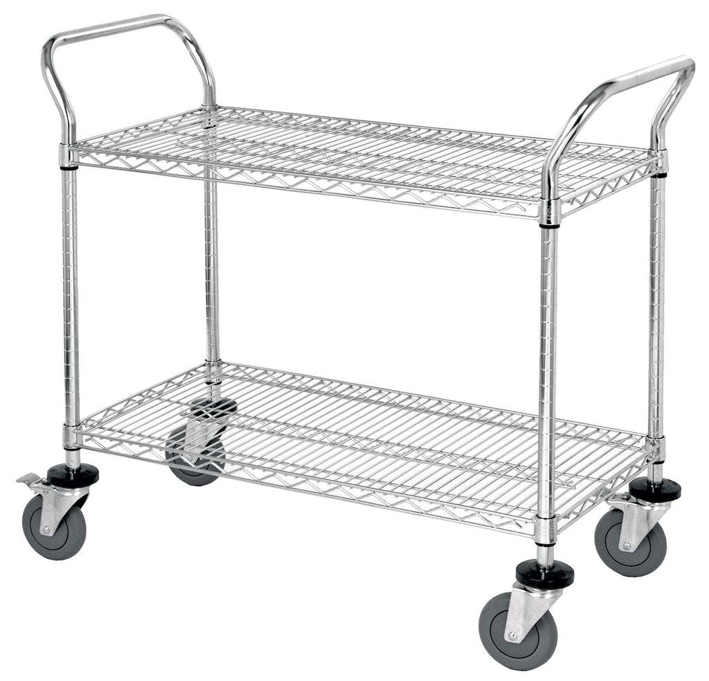 18" Deep x 36" Wide x 39" High 2 Tier Medium Duty Chrome Wire Utility Cart