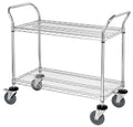 18" Deep x 36" Wide x 39" High 2 Tier Medium Duty Chrome Wire Utility Cart