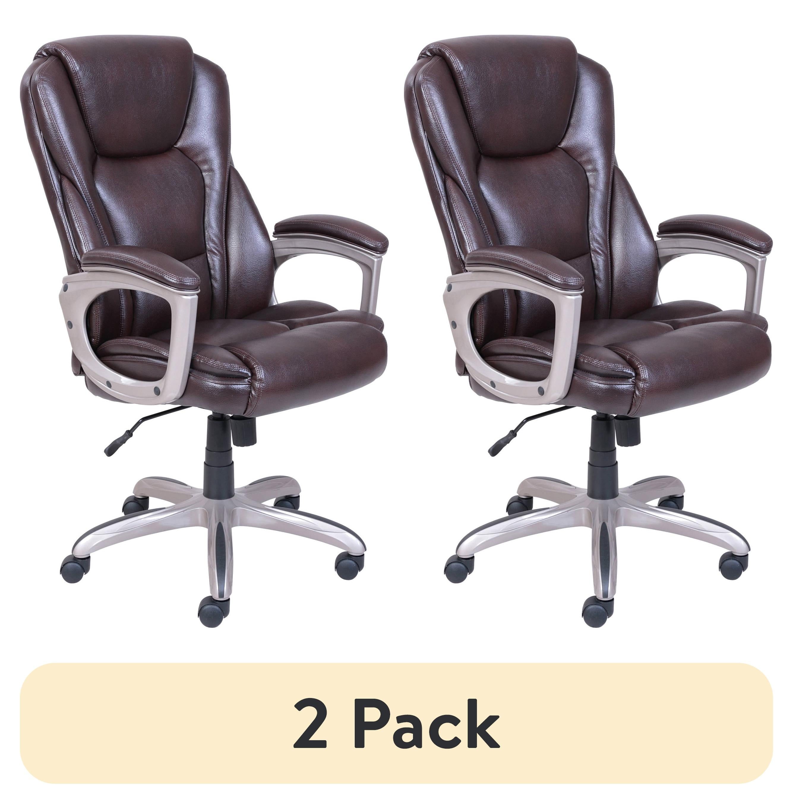 Serta Heavy-Duty Bonded Leather Commercial Office Chair with Memory Foam, 350 lb capacity, Black