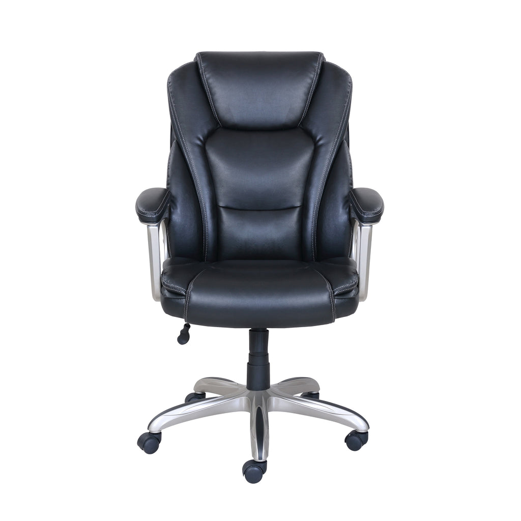 Serta Heavy-Duty Bonded Leather Commercial Office Chair with Memory Foam, 350 lb capacity, Black