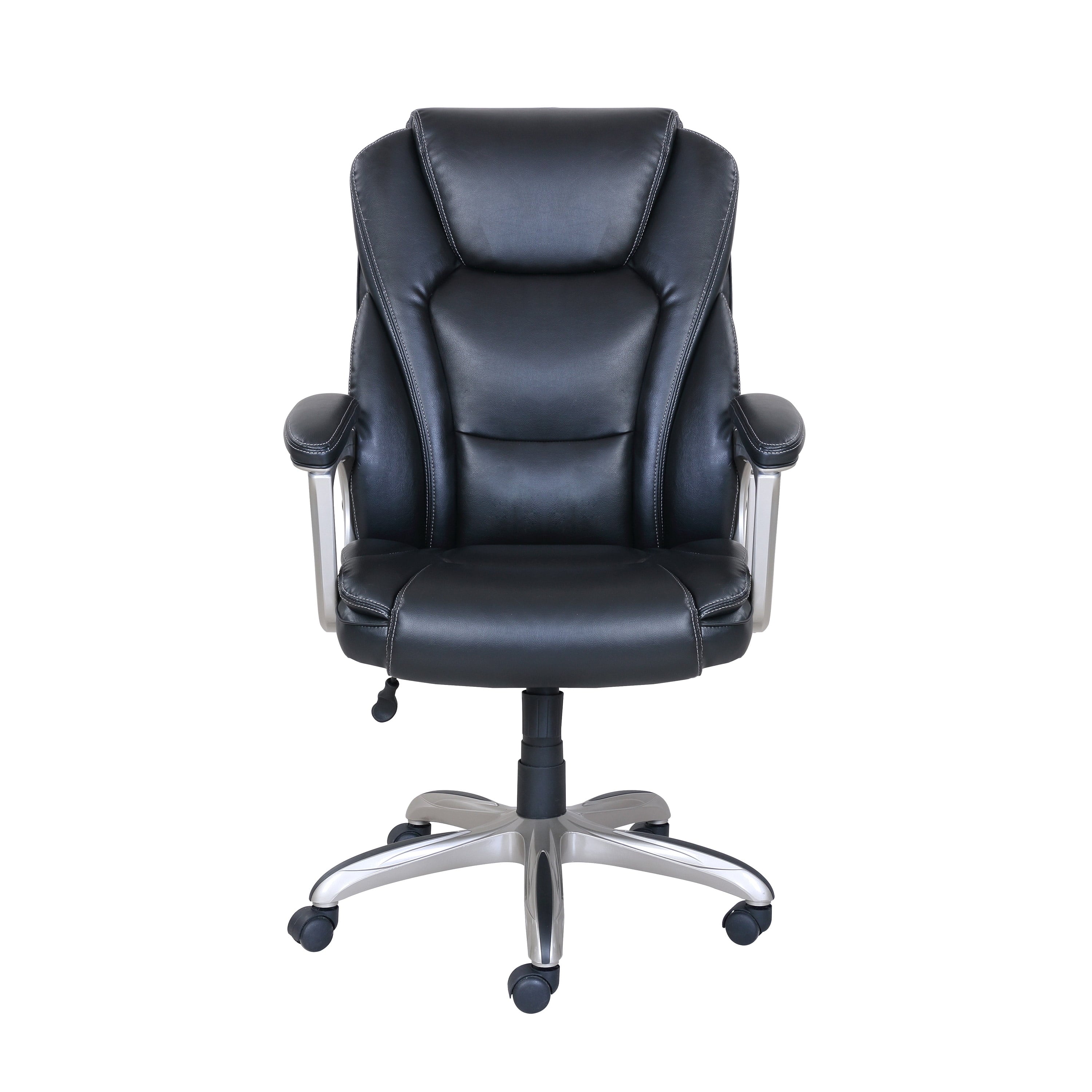 Serta Heavy-Duty Bonded Leather Commercial Office Chair with Memory Foam, 350 lb capacity, Black