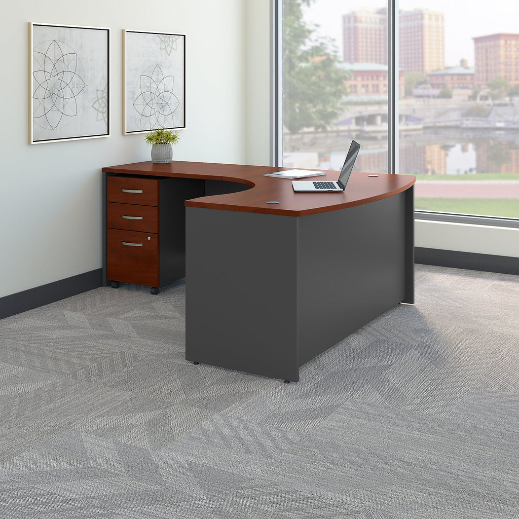 Bush Business Furniture Series C 60" Left 3 Drawer L Desk in Hansen Cherry