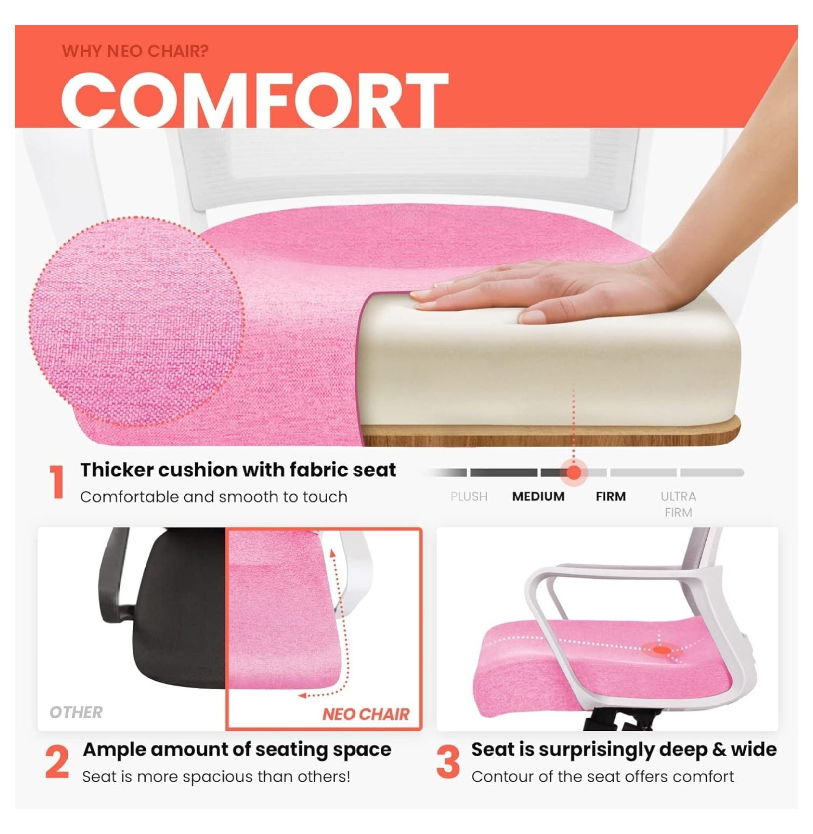 Gexandy Office Chair Ergonomic Desk Chair Back Mesh Computer Chair with Lumbar Support Comfortable Cushion Swivel Adjustable Height Armrest Gaming Chairs for Home Office Desk ()