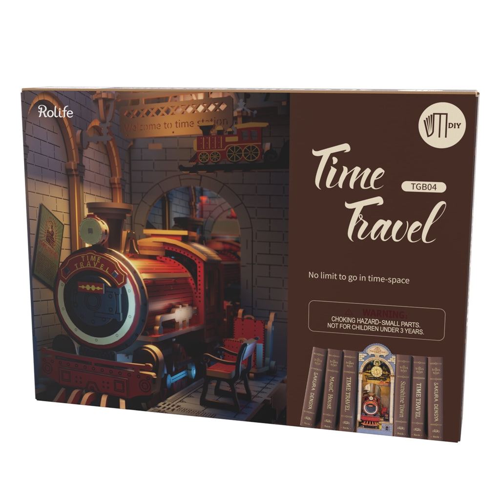 Rolife Book Nook Kit DIY 3D Wooden Puzzles Dollhouse Bookshelf Insert Diorama Decor Personalized Assembled Bookends with LED Light for Teens Adults