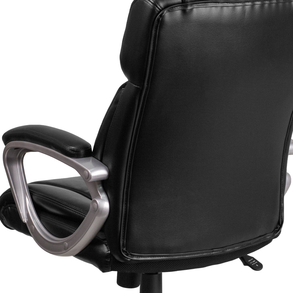 Emma + Oliver Mid-Back Black LeatherSoft Executive Swivel Office Chair with Padded Arms