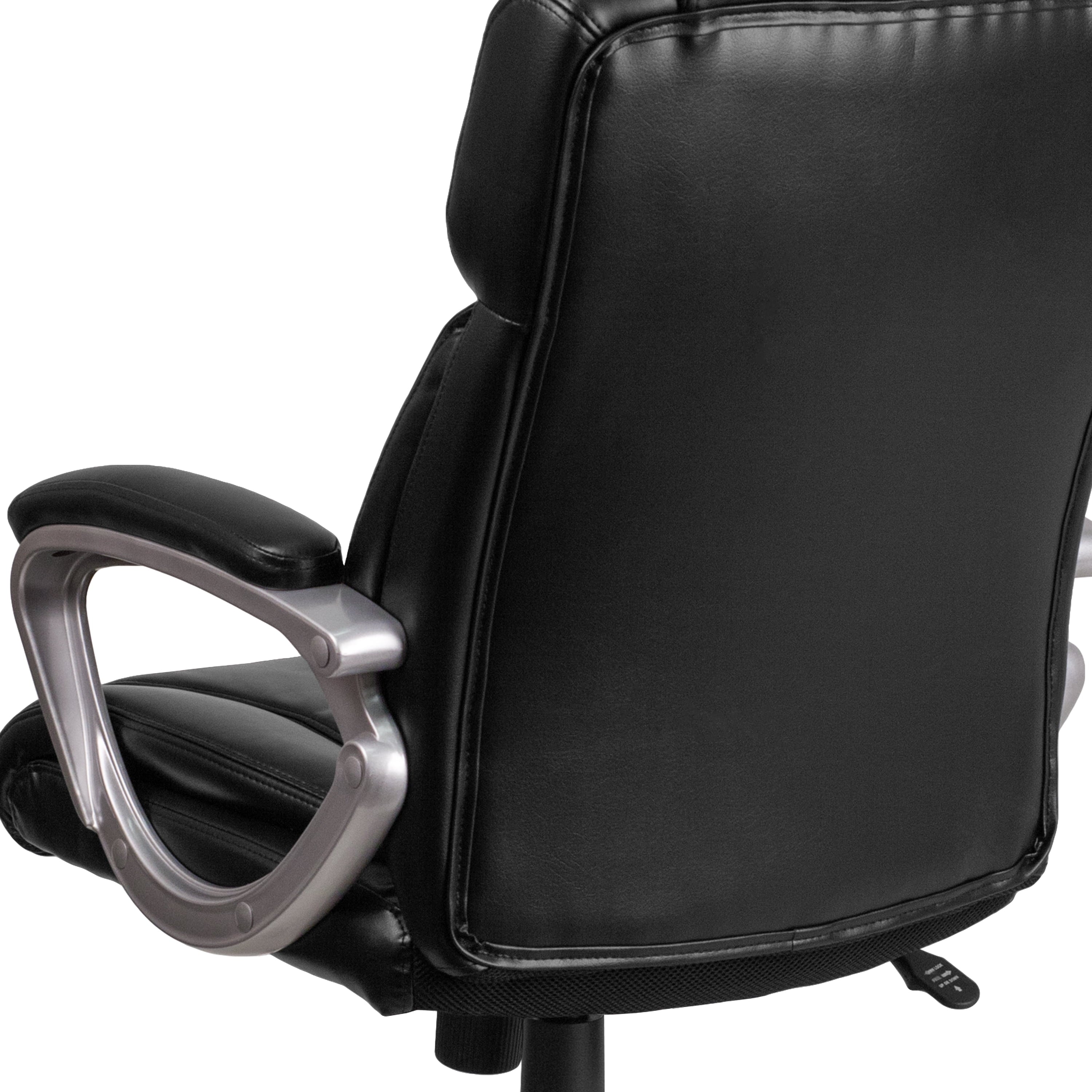 Emma + Oliver Mid-Back Black LeatherSoft Executive Swivel Office Chair with Padded Arms