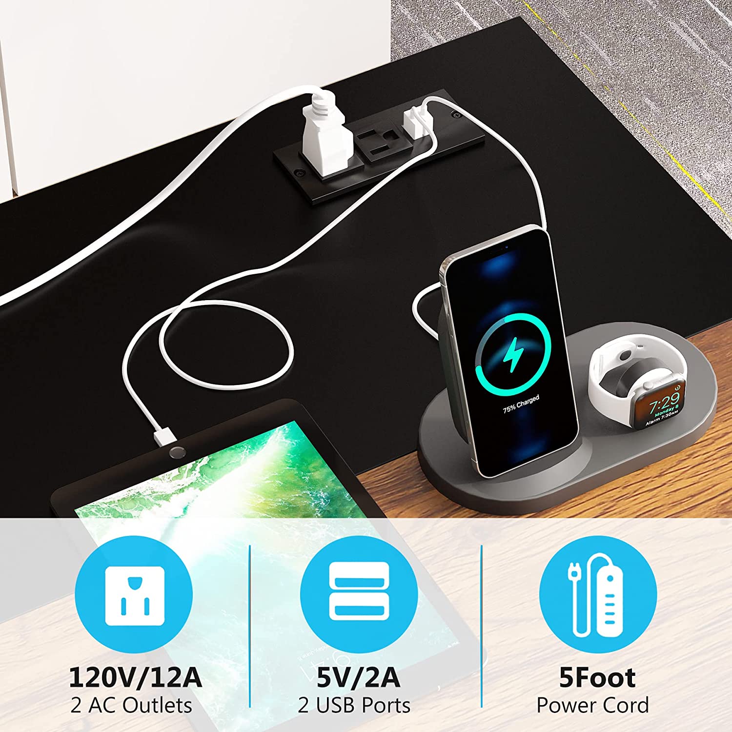 Tribesigns L-Shaped Computer Desk with Power Outlet & USB Port, 55 inch Large Executive Office Desk Business Furniture with 40 inch 2 Drawer Lateral Mobile File Cabinet Printer Stand for Home Office