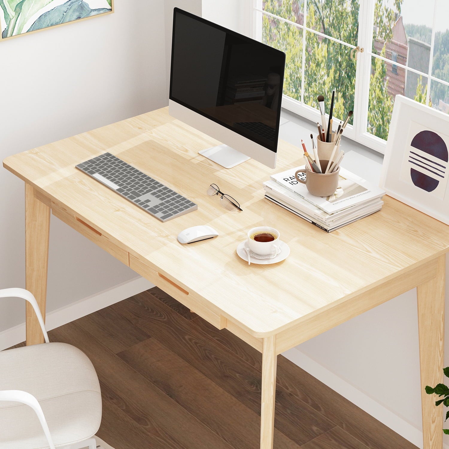 KULAGAGA Uptown Adult Lap Desks, Single Piece with Desk, Manual, 21.7" x 39.4", Brown, 1 Count, 1 Pack