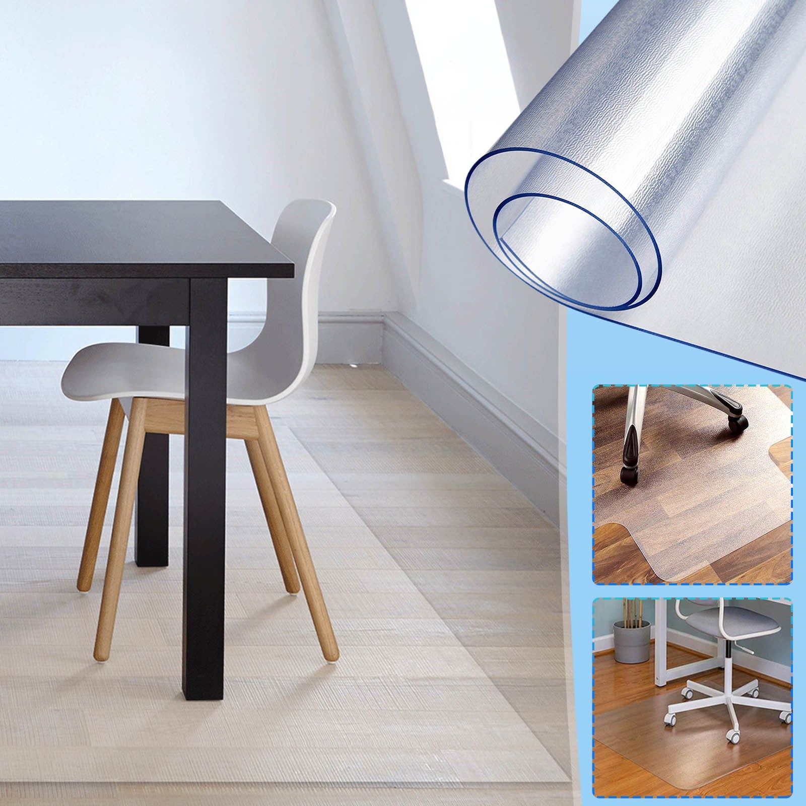 Moocorvic Clear Computer Chair Mat, Desk Mat for Carpet, Desk Chair Mat for Hardwood Floor Floor Mats Non-slip Protection Mat for Office & Home(16x16IN)