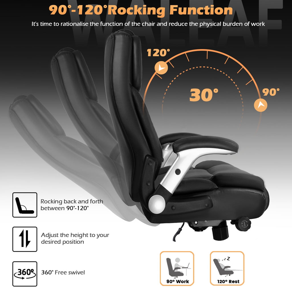 Waleaf Big and Tall Executive Office Chair 500lbs with Flip-up Arms & Adjustable Lumbar Support,Heavy Duty High Back Computer Chair for Adults
