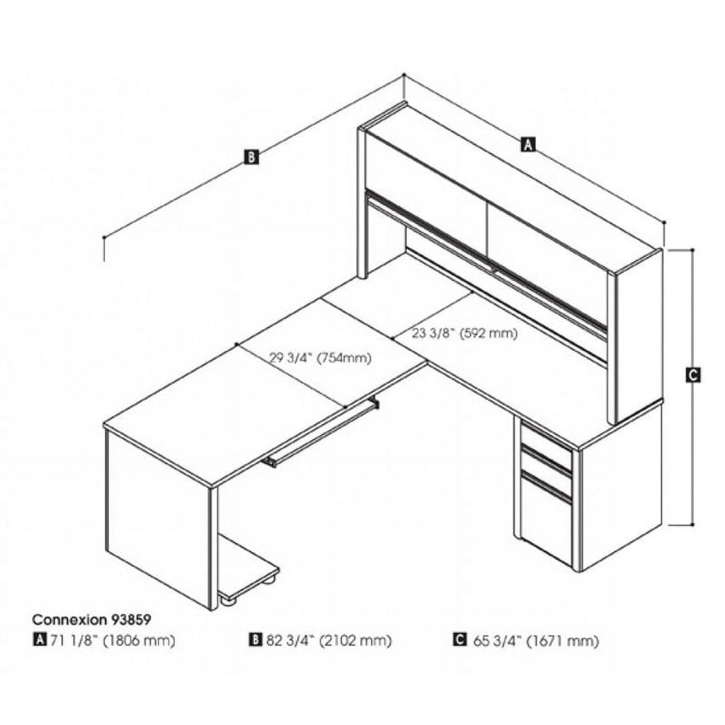 Bowery Hill L-Shaped Computer Desk with Hutch in Sandstone and Slate