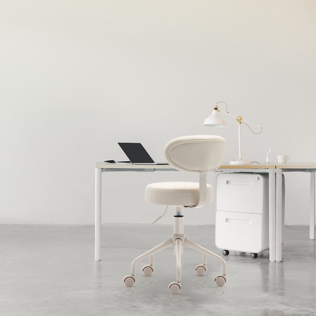 DR.LOMILOMI Pneumatic Swivel Rolling Stool Chair with Backrest 503 KAI