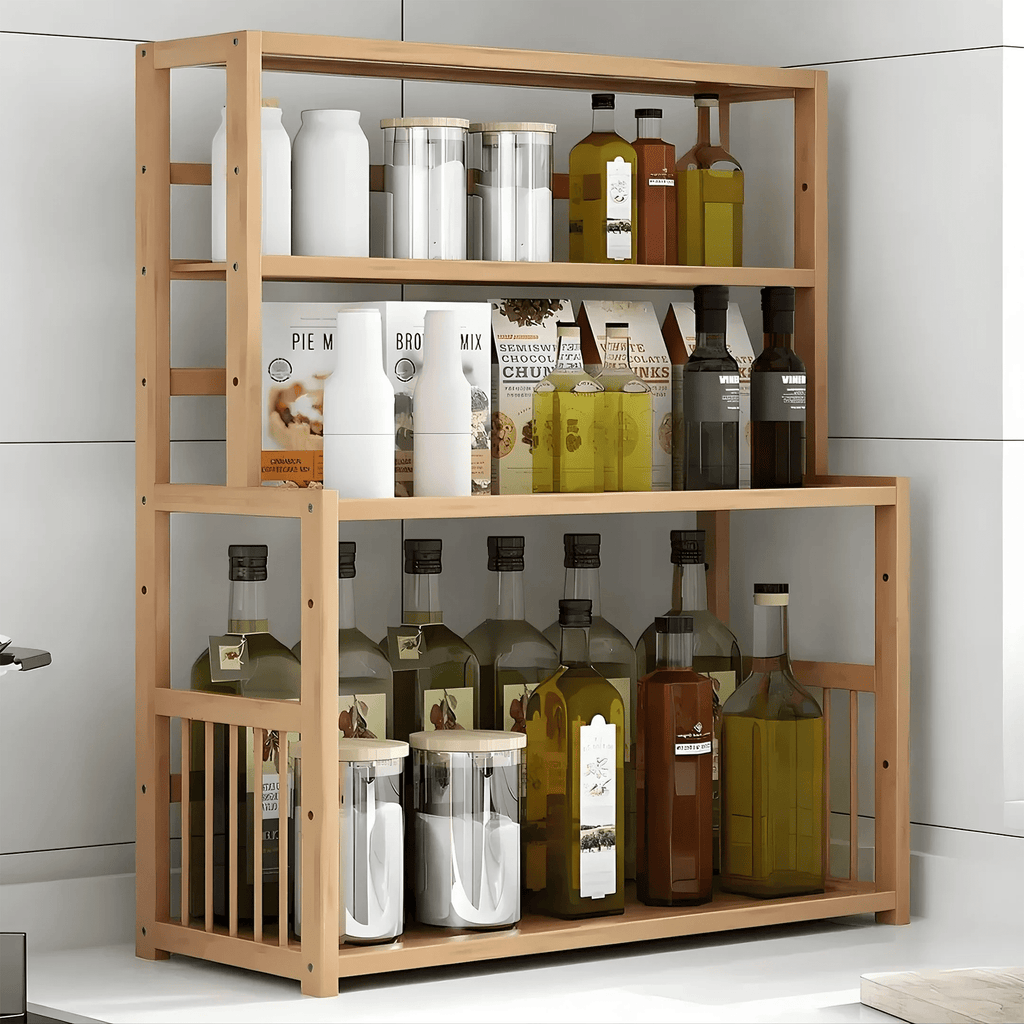 Gtouse 4 Shelf Bamboo Bookcase, Desktop Bookshelf, Plants Display Storage Shelf, Natural, for Home