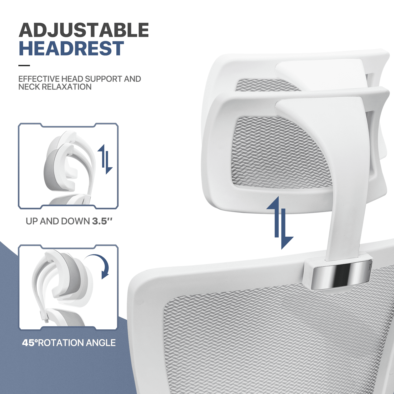 MoNiBloom Ergonomic Task Office Chair, Adjustable High Back Swivel Computer Desk Chair with Headrest & Armrest for Office, Grey