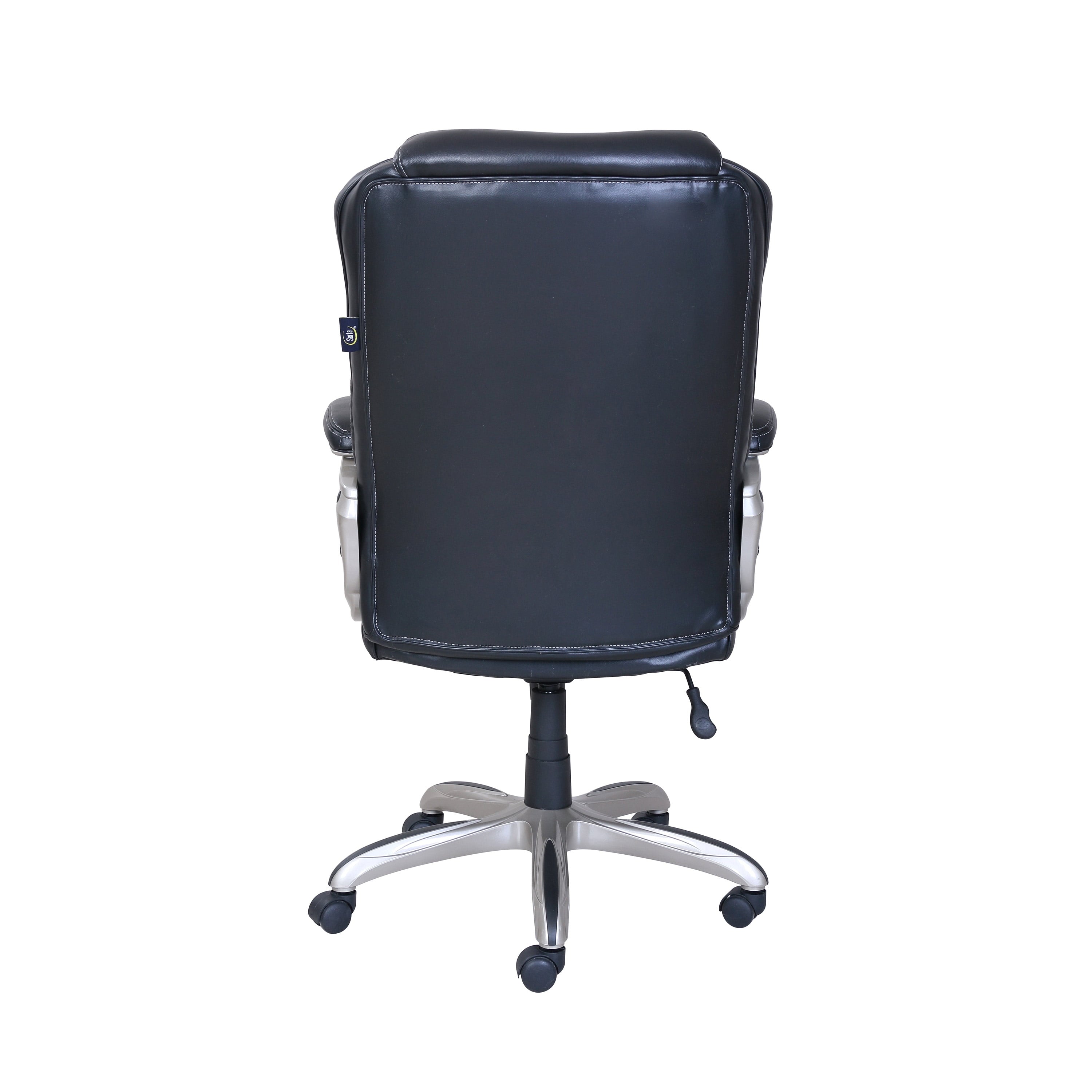 Serta Heavy-Duty Bonded Leather Commercial Office Chair with Memory Foam, 350 lb capacity, Black