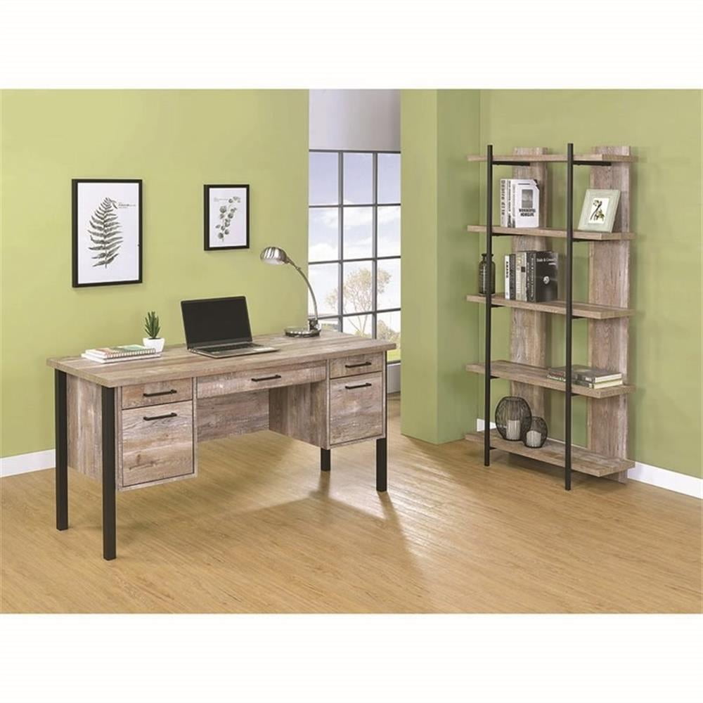 Samson 4-drawer Office Desk Weathered Oak