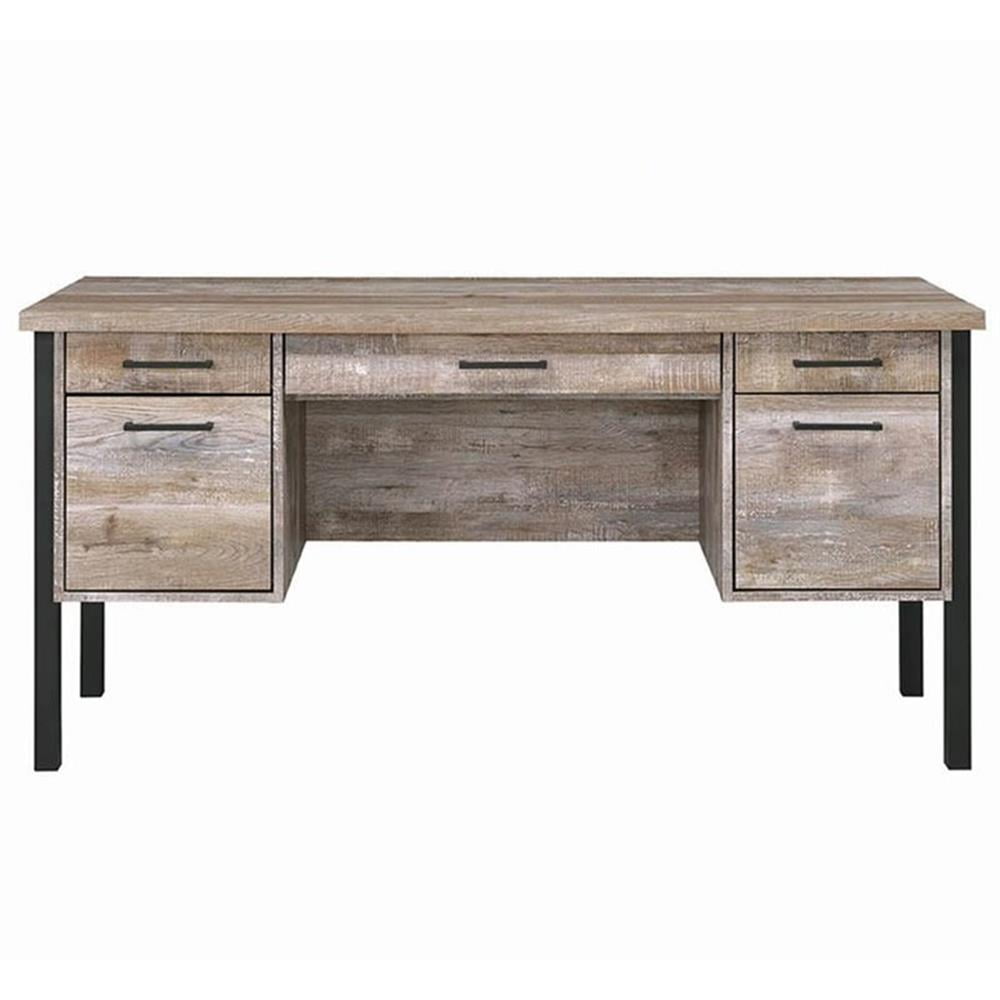 Samson 4-drawer Office Desk Weathered Oak