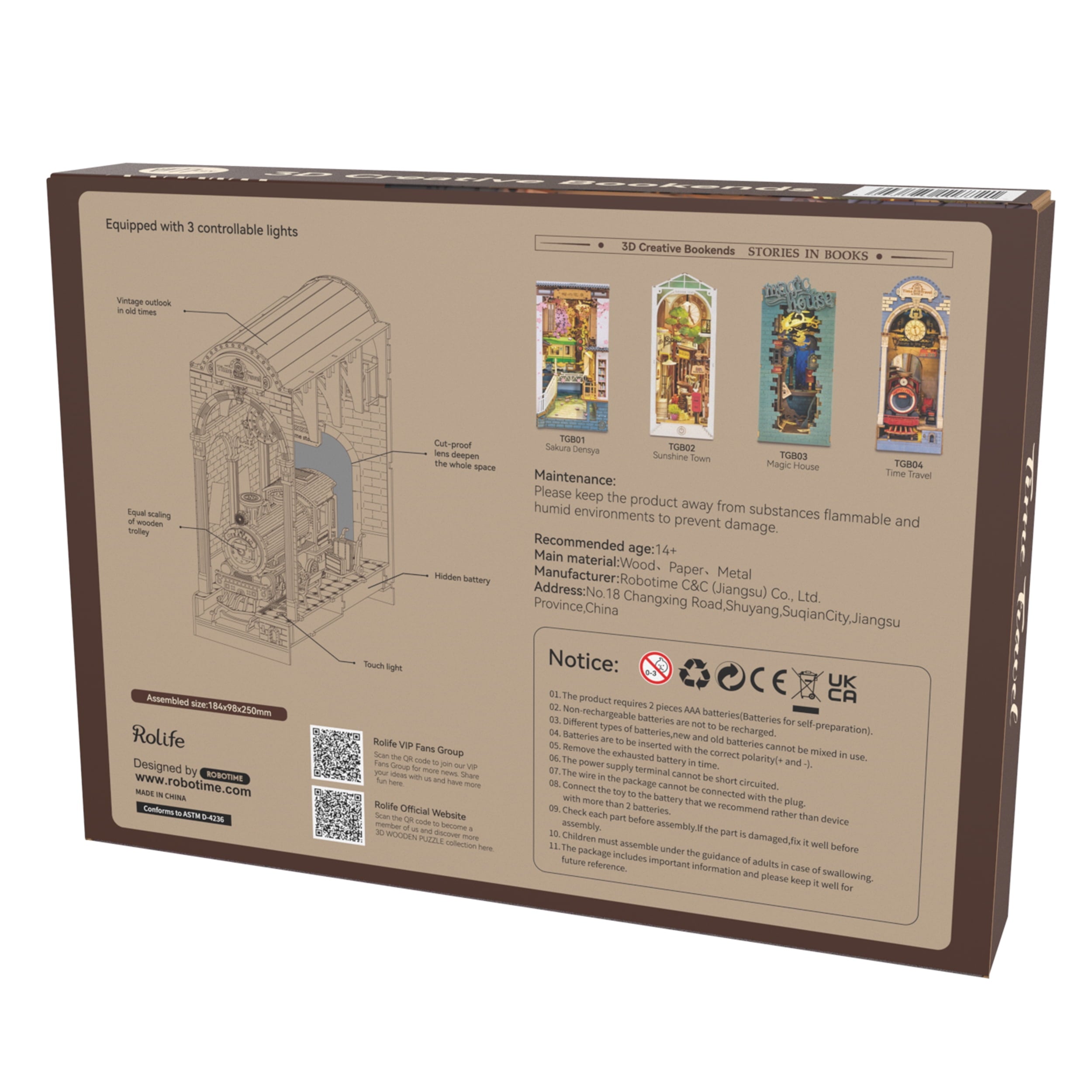 Rolife Book Nook Kit DIY 3D Wooden Puzzles Dollhouse Bookshelf Insert Diorama Decor Personalized Assembled Bookends with LED Light for Teens Adults