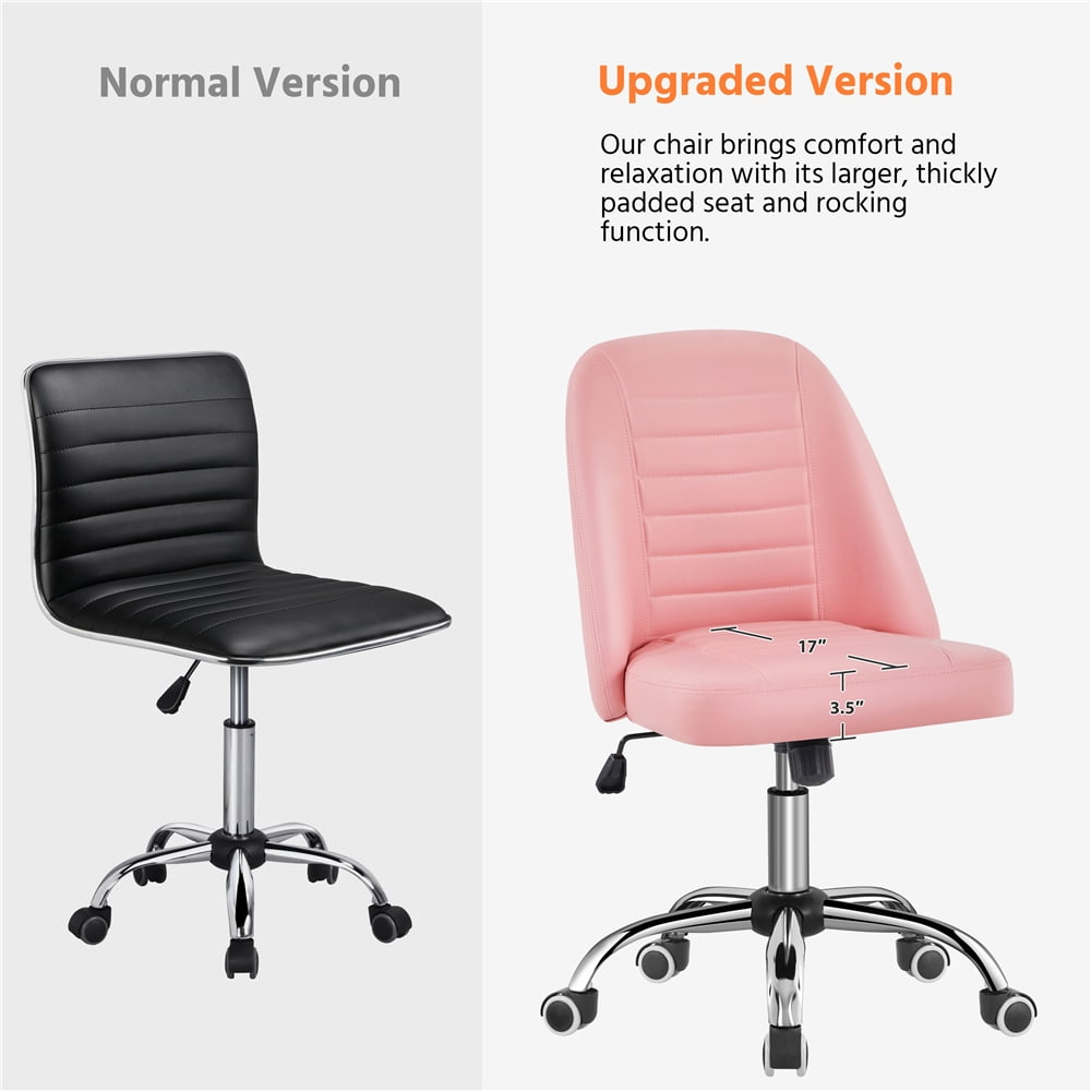 Alden Design Modern Adjustable Faux Leather Swivel Office Chair with Wheels, Pink