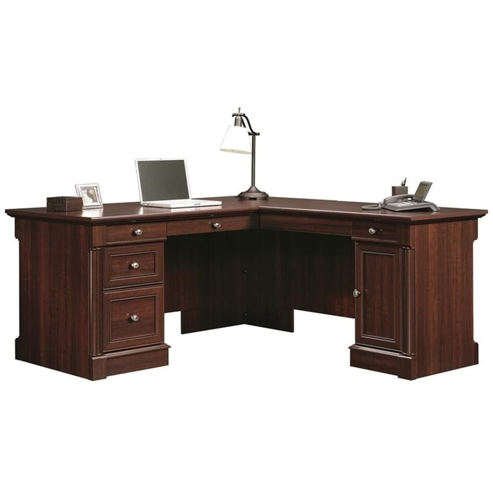 Bowery Hill Traditional L-Shaped Wood Computer Desk in Cherry