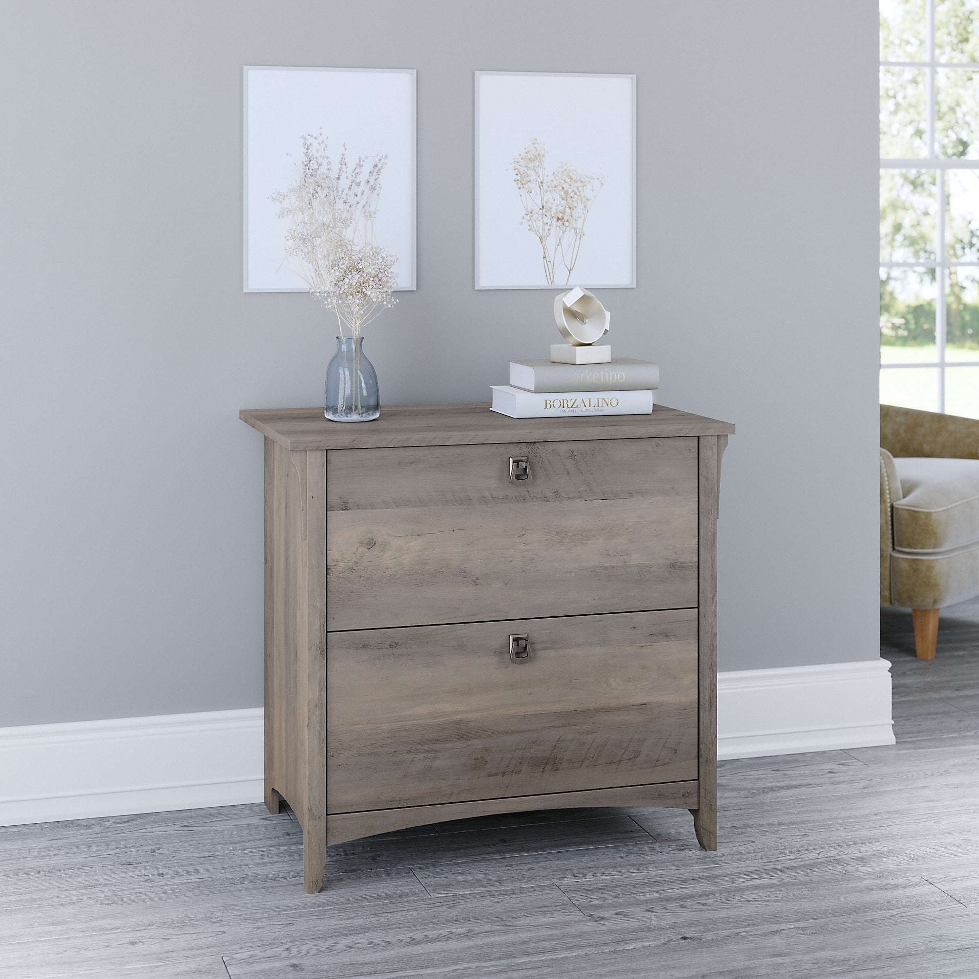 Bush Furniture Salinas Lateral File Cabinet, 2 Drawer, Driftwood Gray