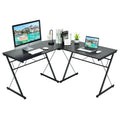 Giantex L-Shaped Computer Desk, Writing Desk Workstation w/Round Edge, Modern PC Laptop Computer Table for Home Office, Black