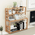 Gtouse 4 Shelf Bamboo Bookcase, Desktop Bookshelf, Plants Display Storage Shelf, Natural, for Home