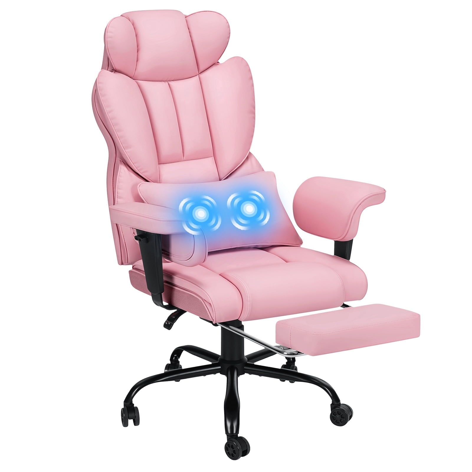 Hoffree Big and Tall Fabric Office Chair 450lbs, Executive Desk Chair with Massage Ergonomic  Computer Chair with Footrest Reclining Desk Office Chair with Lumbar Support for Home Office