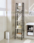Hzuaneri 5 Shelves Freestanding Leaning Ladder, Particleboard Greige, 13.4" x 11.8" x 63"