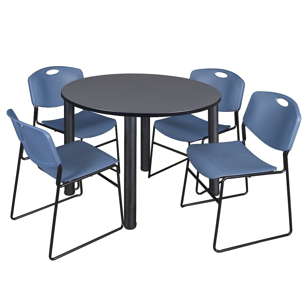 Regency Kee 48" Round Breakroom Table,Cherry/ Bl TB48RNDCHBPBK44BE