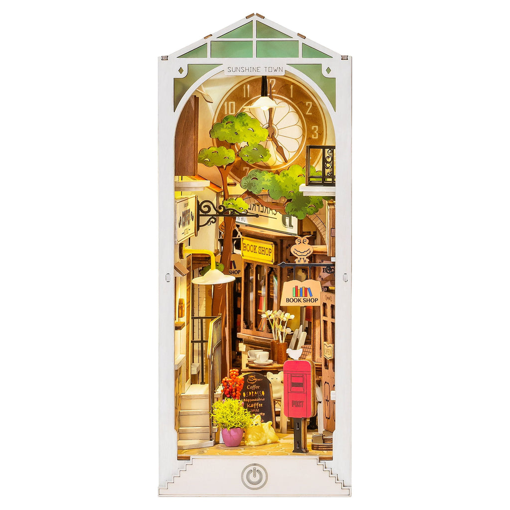 Rolife Book Nook Kit DIY 3D Wooden Puzzles Dollhouse Bookshelf Insert Diorama Decor Personalized Assembled Bookends with LED Light for Teens Adults