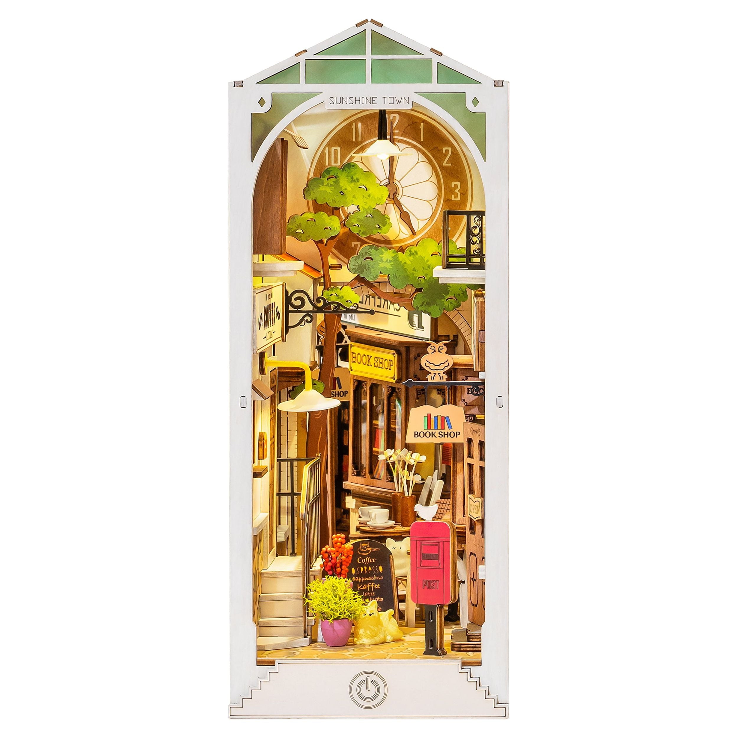 Rolife Book Nook Kit DIY 3D Wooden Puzzles Dollhouse Bookshelf Insert Diorama Decor Personalized Assembled Bookends with LED Light for Teens Adults