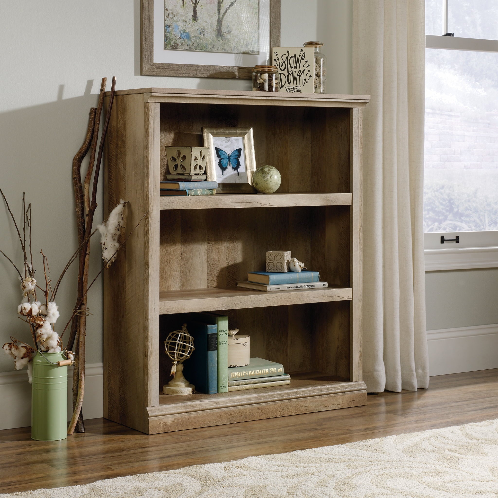 Sauder Select 3-Shelf Bookcase, Salt Oak Finish