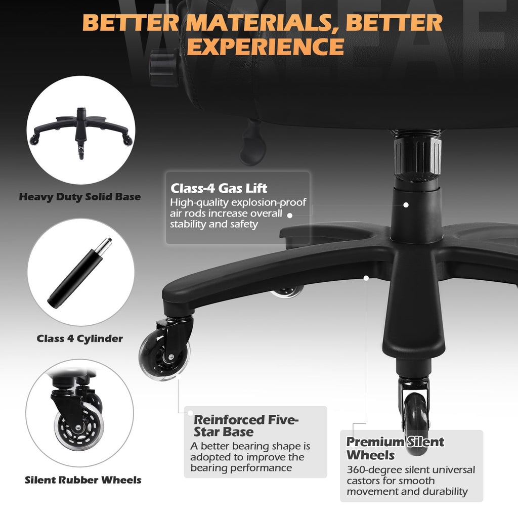 Waleaf Big and Tall Executive Office Chair 500lbs with Flip-up Arms & Adjustable Lumbar Support,Heavy Duty High Back Computer Chair for Adults