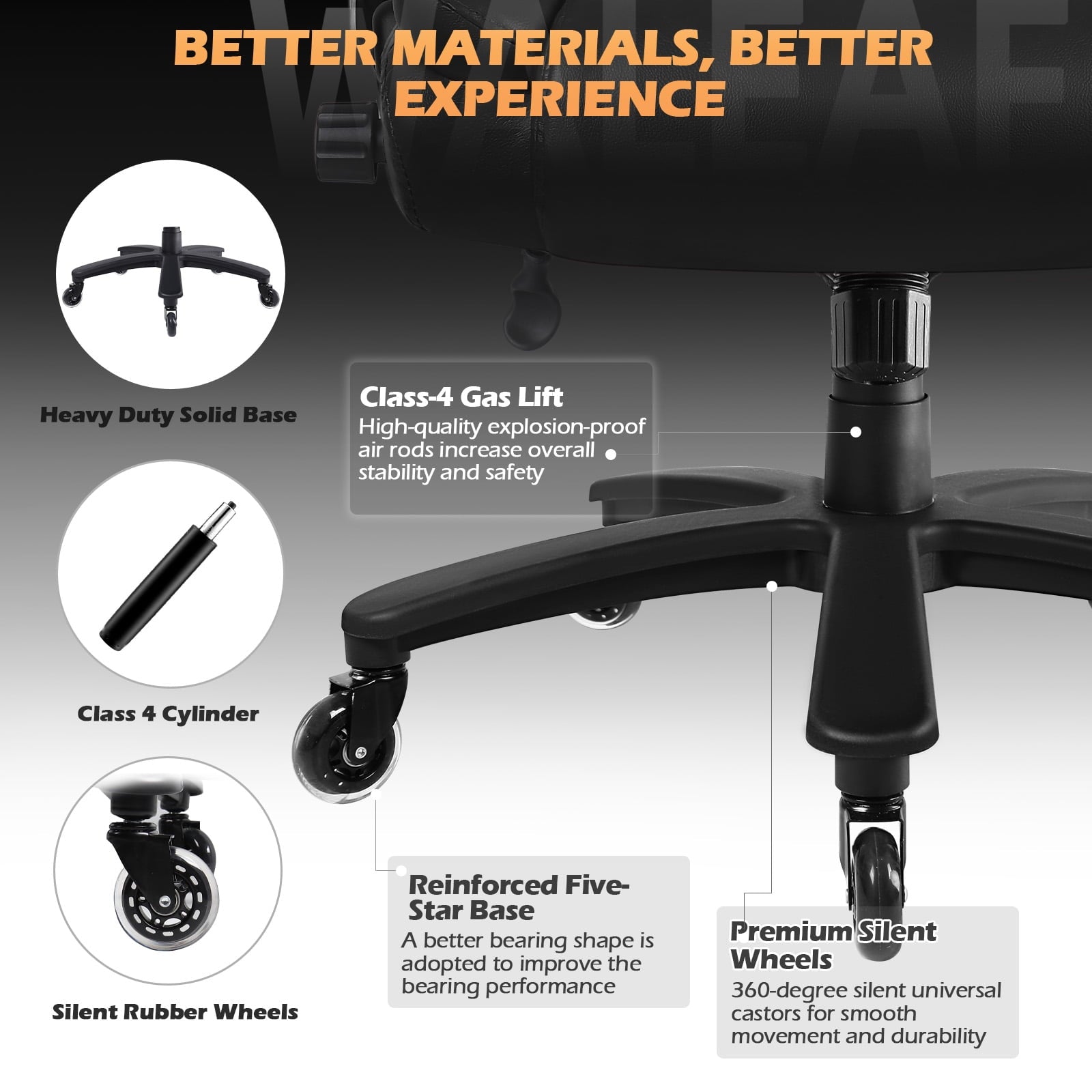 Waleaf Big and Tall Executive Office Chair 500lbs with Flip-up Arms & Adjustable Lumbar Support,Heavy Duty High Back Computer Chair for Adults