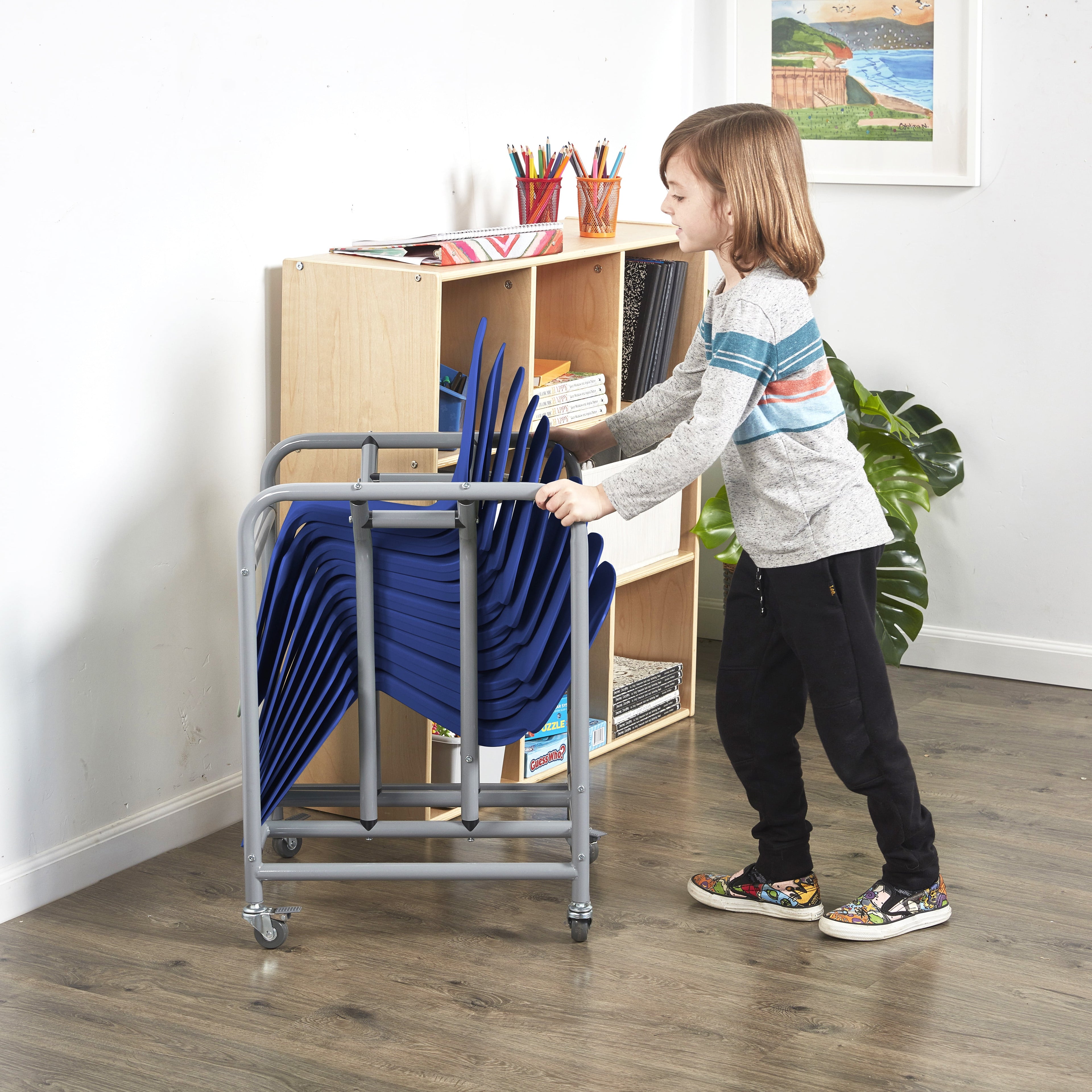 ECR4Kids The Surf Portable Lap Desk with Mobile Storage Cart, Blue, 10-Pack