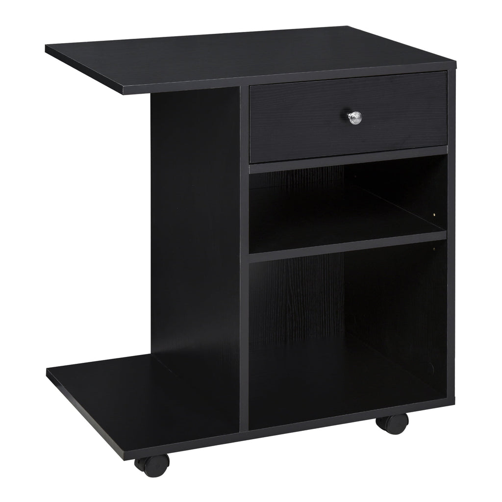 Vinsetto Mobile Printer Stand, Rolling File Cabinet Cart with Wheels, Adjustable Shelf, Drawer and CPU Stand, Black