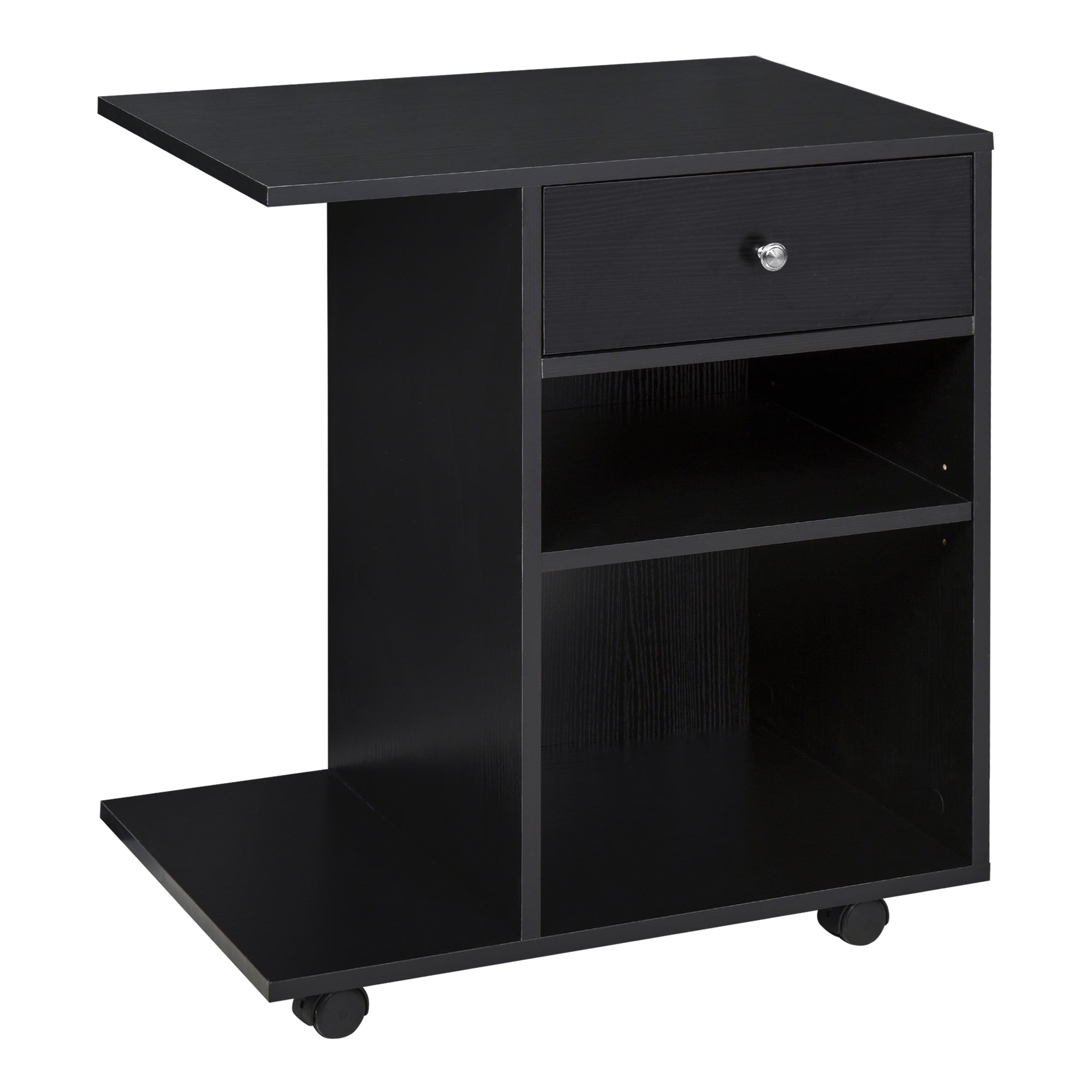 Vinsetto Mobile Printer Stand, Rolling File Cabinet Cart with Wheels, Adjustable Shelf, Drawer and CPU Stand, Black