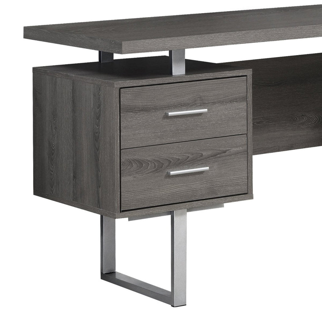 Computer Desk Home Office Laptop Storage Drawers 60"L Work Metal Brown