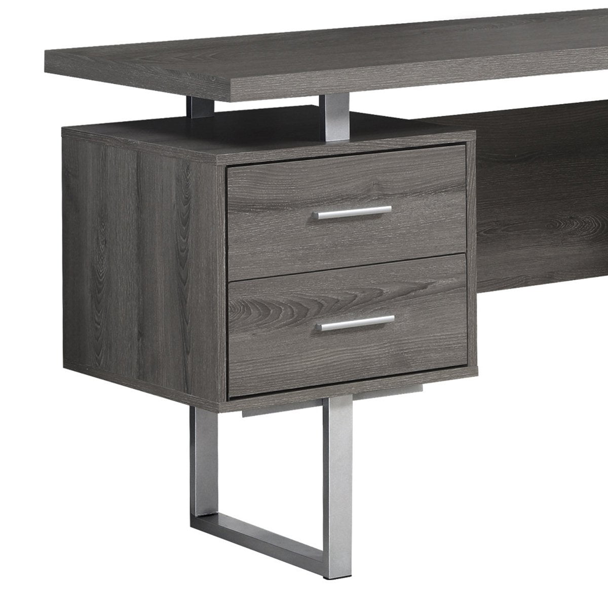 Computer Desk Home Office Laptop Storage Drawers 60"L Work Metal Brown