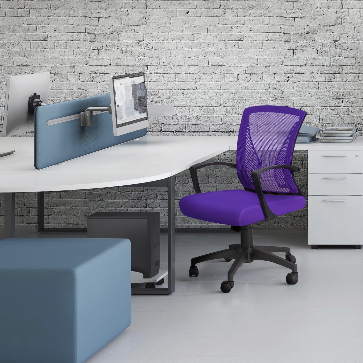 Lacoo Mid-Back Office Desk Chair Ergonomic Mesh Task Chair with Lumbar Support, Purple