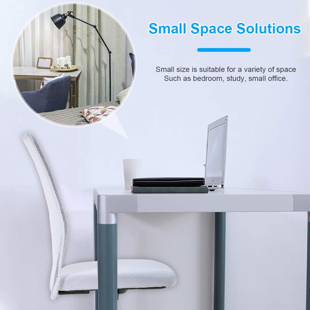 YRLLENSDAN Indoor Mid Back 360 Degree Swivel and Lumber Support Computer Desk Chair, White