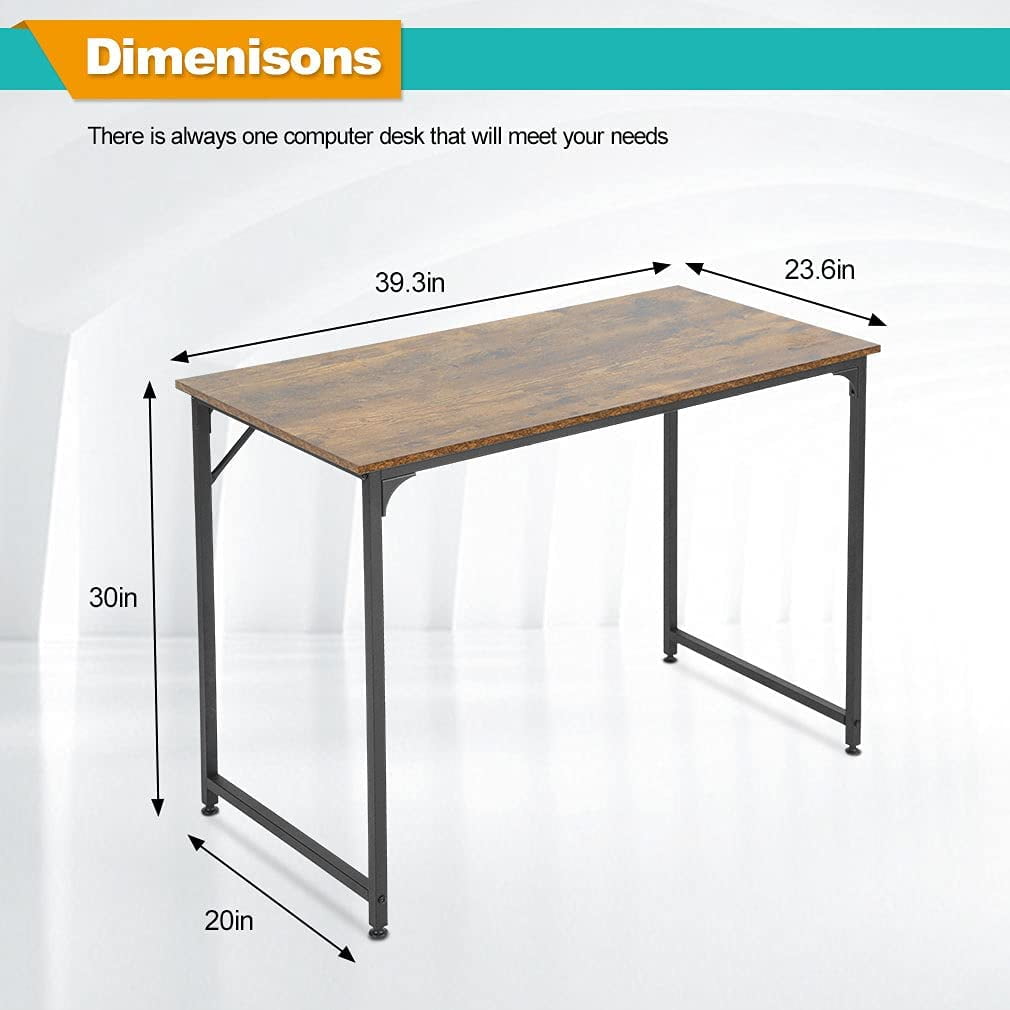 BestOffice 40" Computer Home Office Gaming Desk Desk Engineered Wood Shelves, Craft Desk Study Writing Table for Home Office,Vintage