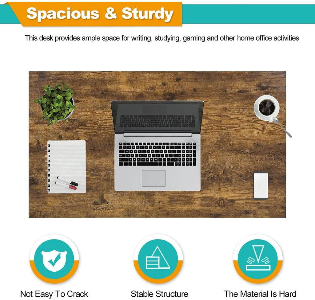 BestOffice 40" Computer Home Office Gaming Desk Desk Engineered Wood Shelves, Craft Desk Study Writing Table for Home Office,Vintage