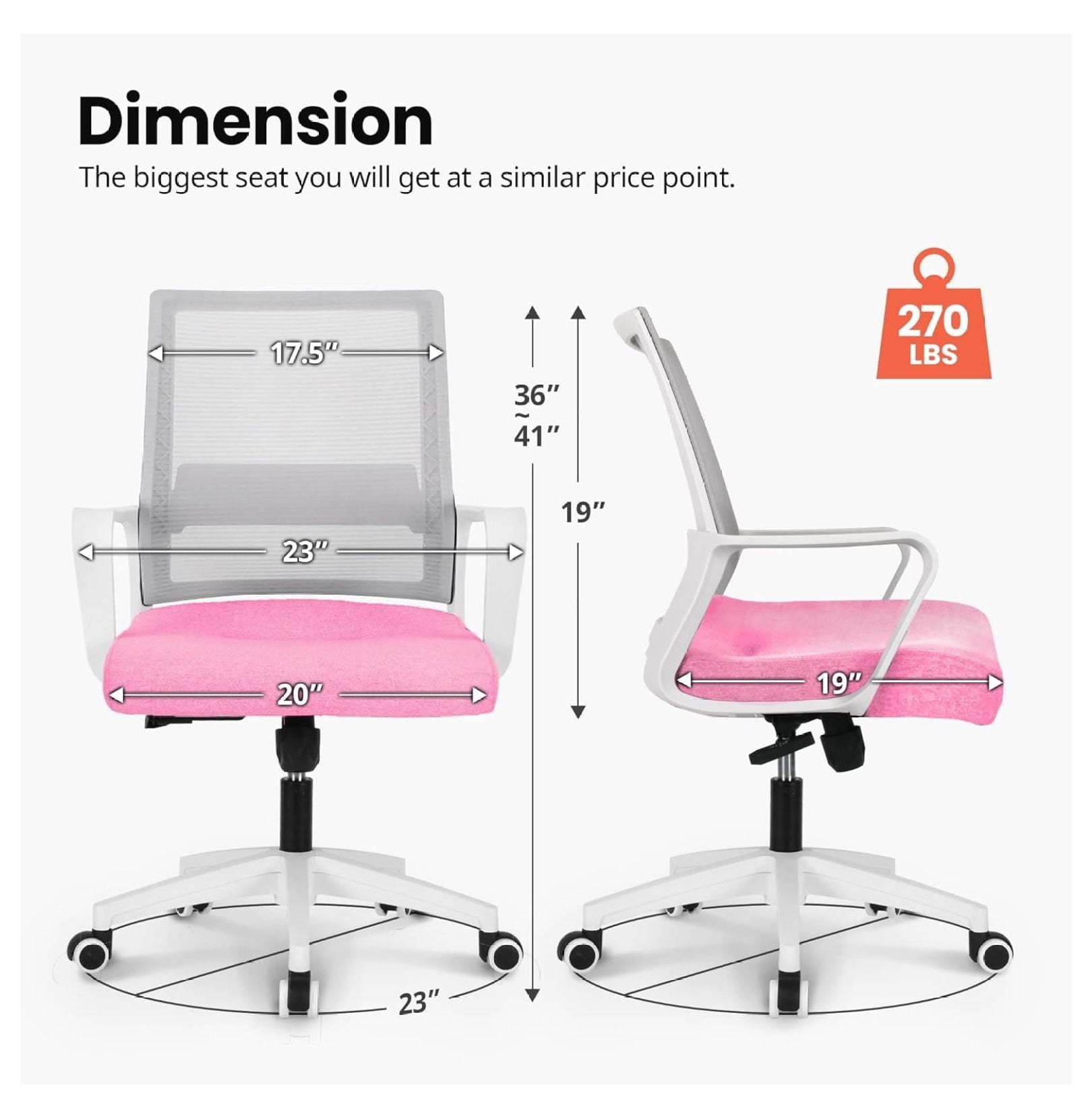 Gexandy Office Chair Ergonomic Desk Chair Back Mesh Computer Chair with Lumbar Support Comfortable Cushion Swivel Adjustable Height Armrest Gaming Chairs for Home Office Desk ()